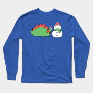 Stegosaurus and Snowman Long Sleeve T-Shirt